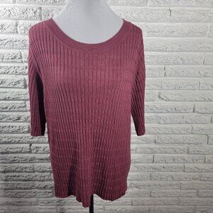 Apt 9 Womens Sweater Extra Large Short Sleeve Purple Ribbed Office PUR21E